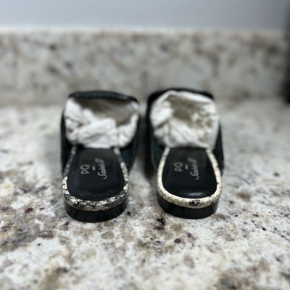SaintG Black Woven Design with snake skin tip Leather Flat Mules Shoes Sz 6 NEW - Picture 5 of 6